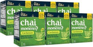 Tea India Chai Moments Cardamom Chai Tea Instant Latte Mix 10 Sachets Pack of 6