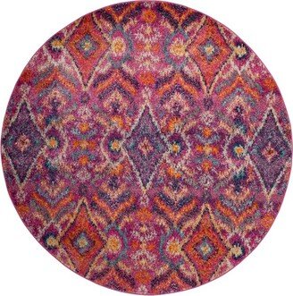 Madison MAD610 Power Loomed Area Rug - Fuchsia/Multi - 6'7 round