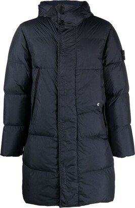 Compass-patch hooded down coat-AA