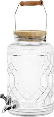 Home 0.95 Gallon Duval Glass Beverage Dispenser with Wooden Lid and Handle