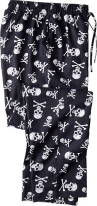 KingSize Men' Big & Tall Flannel Novelty Pajama Pant - Big - 5XL, Skull Black Pajama Bottom