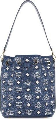 Dessau All-Over Logo Patterned Denim Bucket Bag