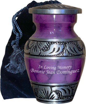 Purple Keepsake Cremation Urn, Funeral Tokens, Ash Urns With Personalized Engraving - Small