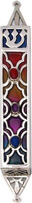 Colorful 925 Sterling Silver Mezuzah Case With Natural Amethyst Stones - Weather Resistant Jewish Wedding & Housewarming Gift