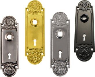 Brass Refined Door Trim Escutcheon Stamped Plate With Hub & Keyhole For Antique Doors - Graceful Design