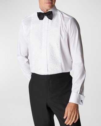 Men's Contemporary Fit Pique Formal Shirt with Swarovski Crystals