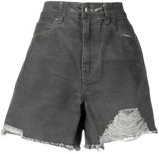 Distressed High-Waisted Shorts