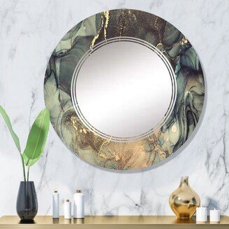 Designart 'Black Gold Infused Liquid Art I' Printed Modern Wall Mirror