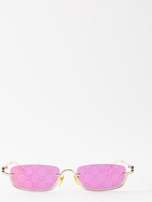 Gg Mirrored Rectangle-frame Metal Sunglasses