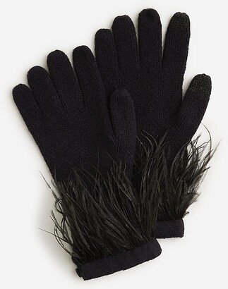 Supersoft tech-touch gloves with feathers