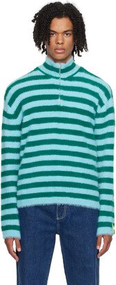 Blue & Green Striped Turtleneck