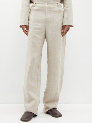 Raw-edge Linen Wide-leg Trousers