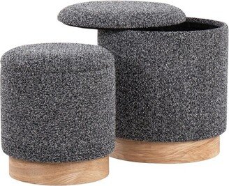 Marla Nesting Ottoman Set Black