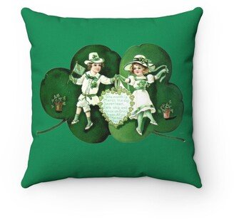 Retro Vintage St. Patrick's Day Pillow, Shamrock Throw Decor, Luck Shamrocks, Gifts