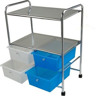 All Purpose Utility Cart with Handles and 4 Storage Drawers