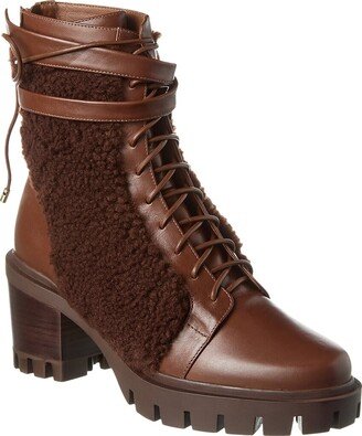 Clarita 65 Leather & Shearling Combat Boot-AA