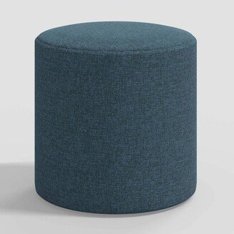 Round Thalia Ottoman in Textured Linen