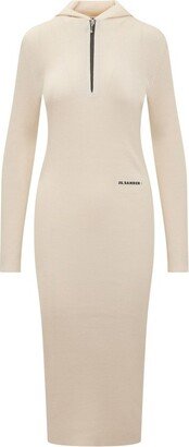 Jil Sander+ Long-Sleeved Ribbed-Knitted Hooded Midi Dress