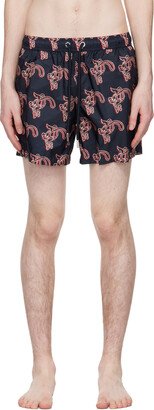 Navy Printed Shorts-AA