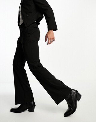 skinny flare suit pants in black