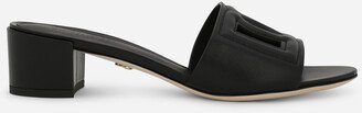 Calfskin mules with Millennials logo-AA