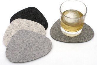 Large Merino Wool Felt Mid Century Modern Coasters For Drinks, Mcm Retro Design Drink Coaster Set 5mm