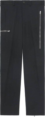 Zip-Detail Straight-Leg Trousers