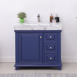 Altair Jardin Single Bathroom Vanity Set and Carrara White Countertop without Mirror