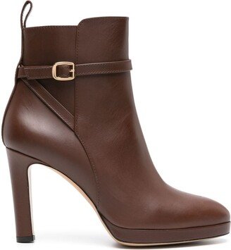 Clara 100mm buckle-fastening leather boots