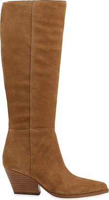 Challi 50MM Suede Low-Heel Tall Boots