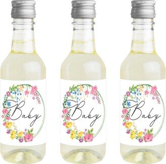 Big Dot Of Happiness Wildflowers Baby Mini Wine and Champagne Bottle Label Stickers Boho Floral 16 Ct