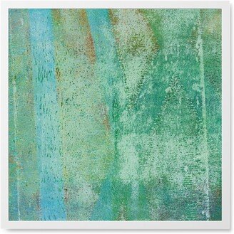 Photo Tiles: Green Blue Watercolor Photo Tile, White, Framed, 8X8, Green