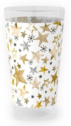 Outdoor Pint Glasses: Winter Stars Christmas - Gold Outdoor Pint Glass, Yellow