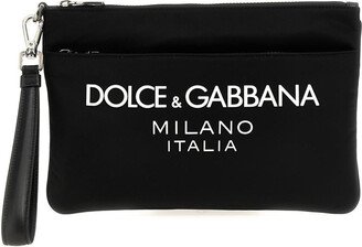 Logo print clutch bag-AA