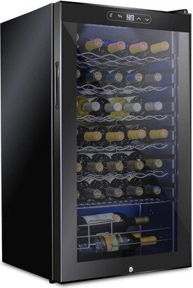 Schmecke 34 Bottle Black Compressor Wine Fridge & Cooler Refrigerator