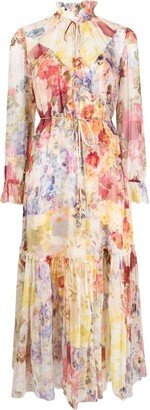 Wonderland floral-print silk midi dress