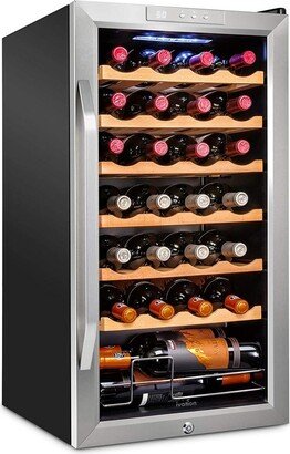 28 Bottle Wine Cooler Fridge, Compressor Refrigerator W/Lock