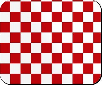 Mouse Pads: Checkerboard - Red And White Mouse Pad, Rectangle Ornament, Red