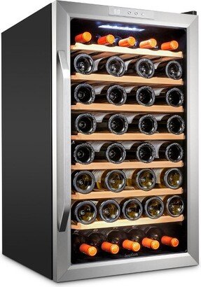 51-Bottle Compressor Freestanding Wine Cooler Refrigerator - Stainless Steel