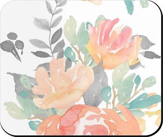 Mouse Pads: Watercolor Florals Mouse Pad, Rectangle Ornament, Orange