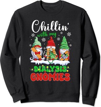 Gnome Nurse Squad Christmas Dialysis Nurse Apparel Chillin With My Dialysis Gnomies Xmas Lights Nurse Christmas Sweatshirt