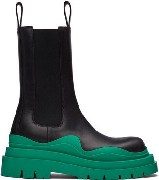 Black & Green Tire Chelsea Boots