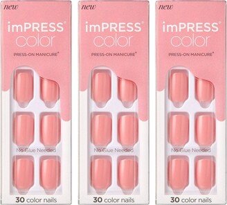 Kiss imPRESS Press-On Manicure Color Fake Nails - Pretty Pink - 3pk/90ct