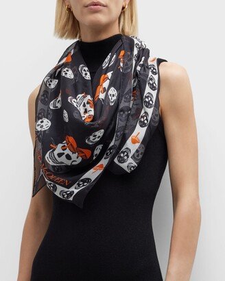 Skulls & Mushrooms Silk Scarf