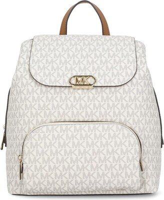 Logo Plaque Monogram-Patterned Backpack