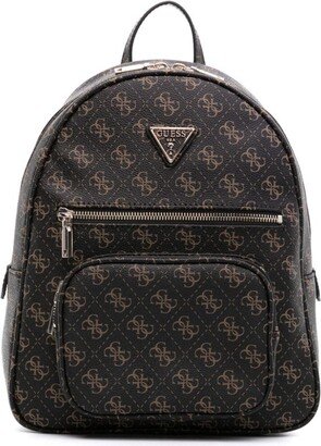 GUESS USA Monogram-Jacquard Faux-Leather Backpack