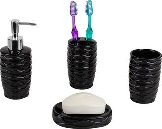 Curves 4 Piece Bath Accessory Set, Black