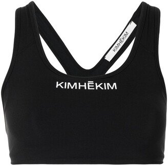 Logo-Print Racerback Sports Bra-AG