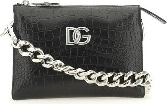 Logo-Plaque Chained Crossbody Bag