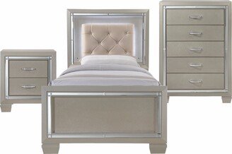 Silver Orchid Odette Glamour Youth Twin Platform 3-piece Bedroom Set